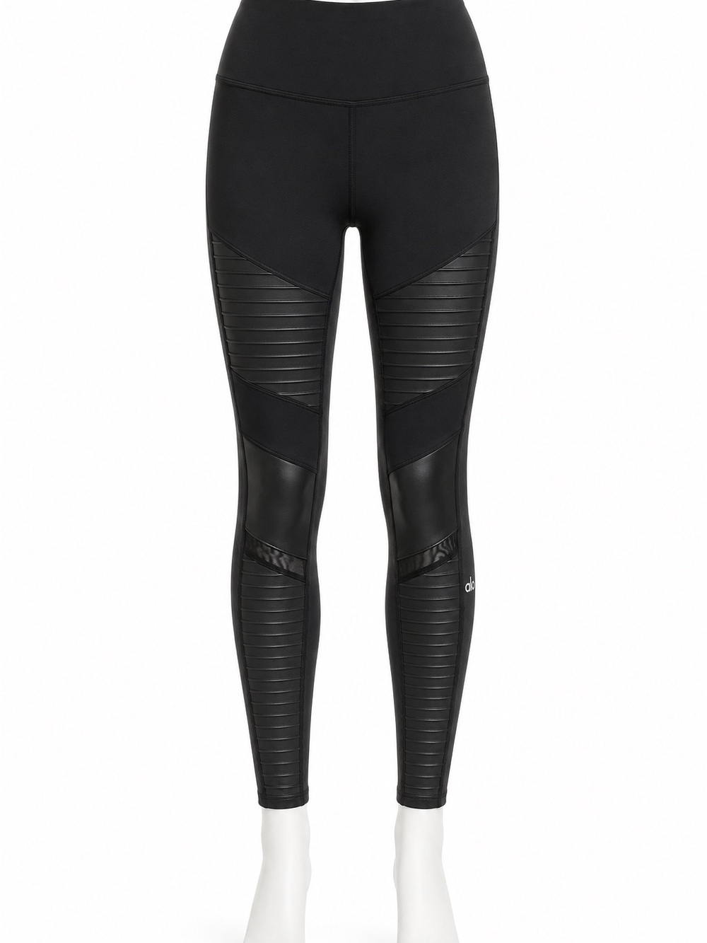 ALO Yoga High-Waist Moto Leggings Black Glossy Full Length Size S